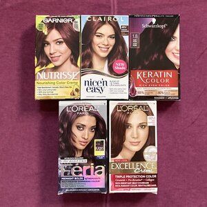 5X NEW Permanent Hair Color Dye, Mixed. Schwarzkopf, L'Oreal.. Reds & Browns